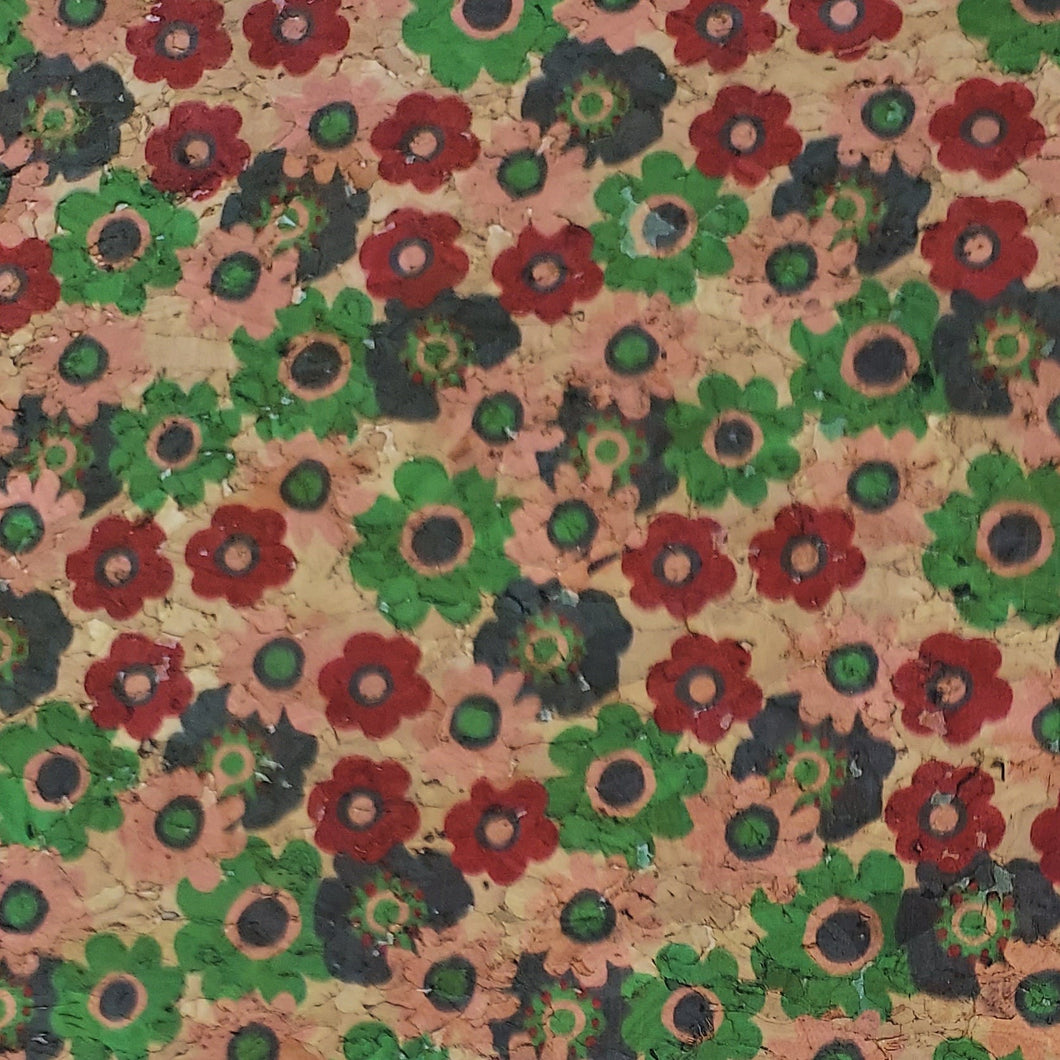 Multi Color Small Print Floral Cork Fabric