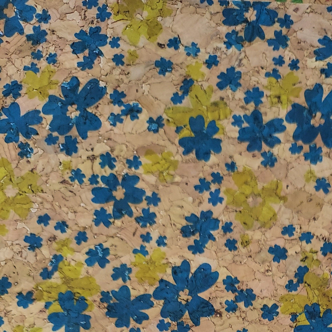 Shades of Green Floral Cork Fabric