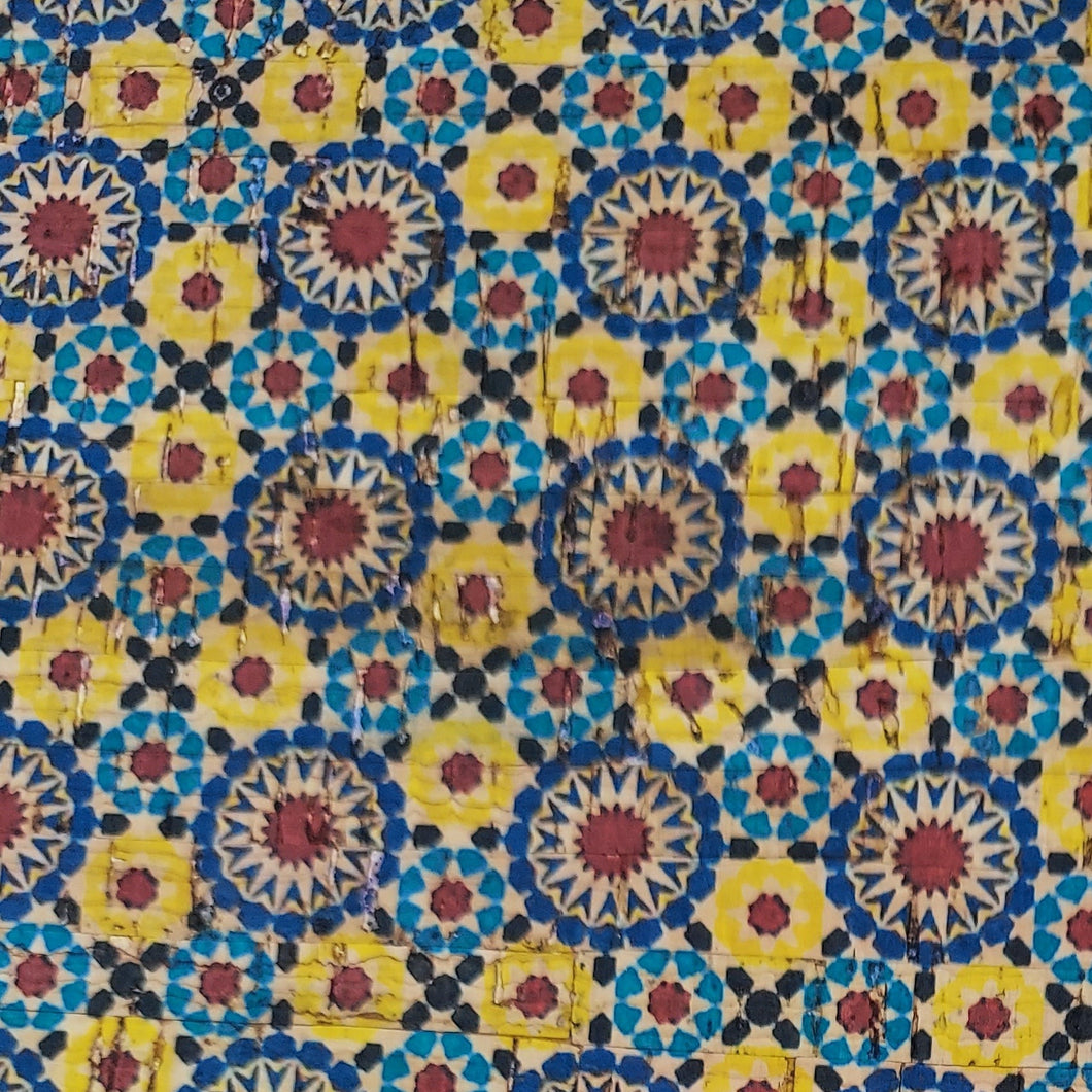 Floral Tile Cork Fabric