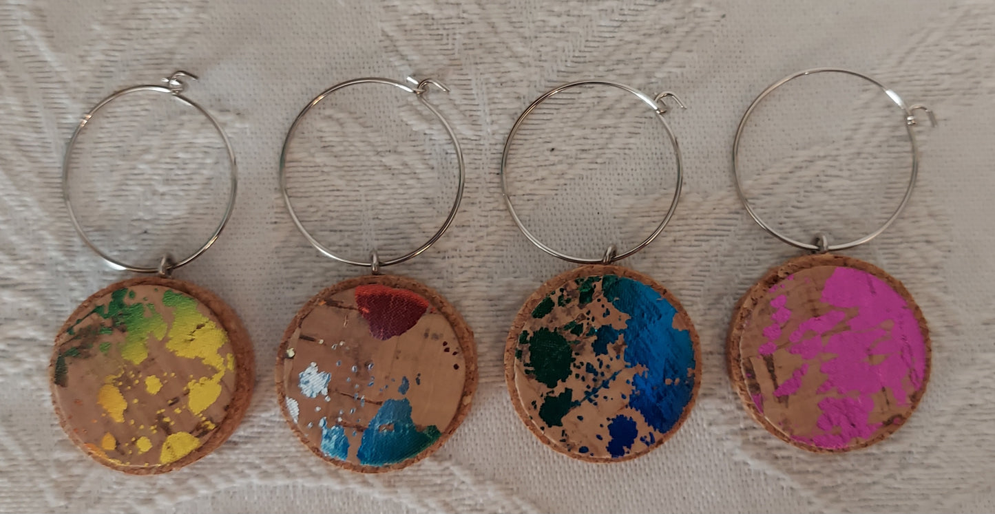 Metallic Cork Wine Glass Charms