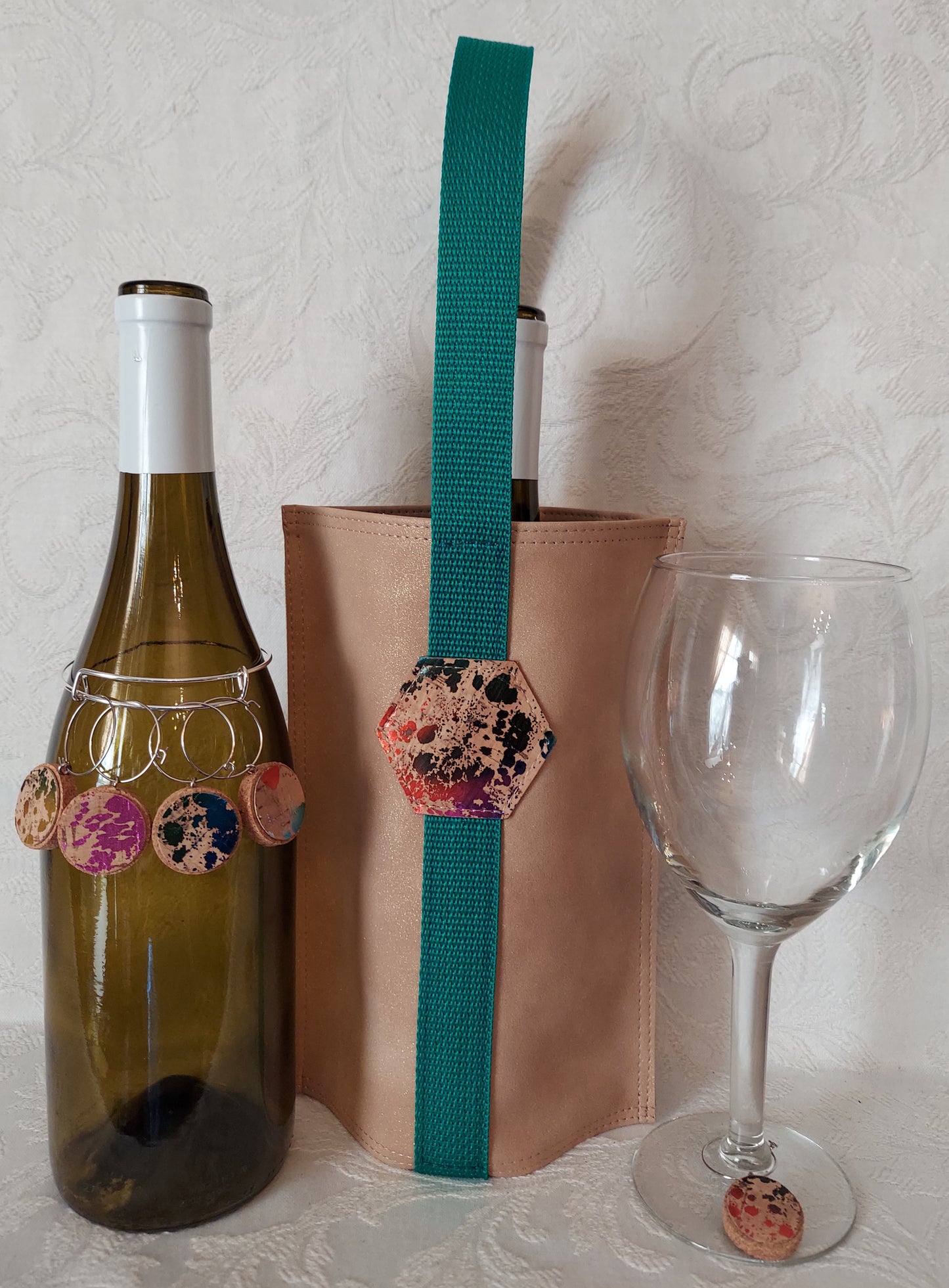 Metallic Cork Wine Glass Charms