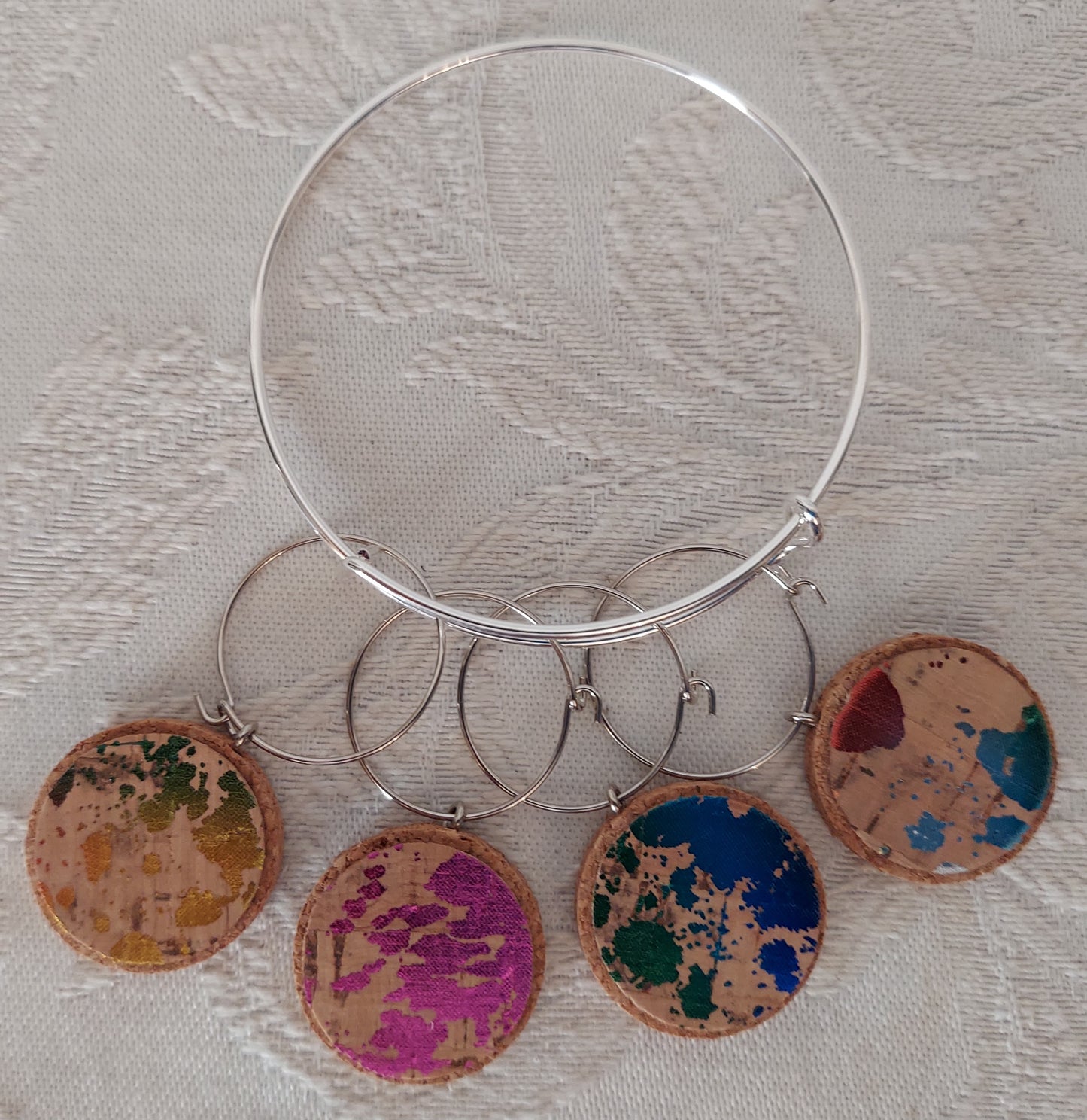 Metallic Cork Wine Glass Charms