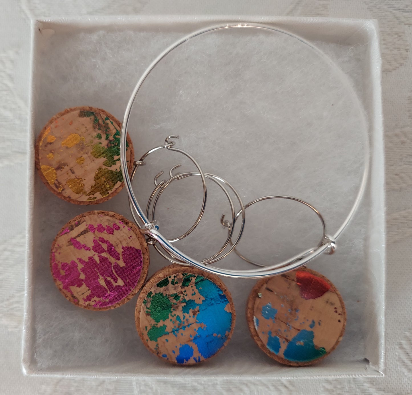 Metallic Cork Wine Glass Charms