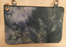 Load image into Gallery viewer, shades of green ice dyed fabric with teal cork
