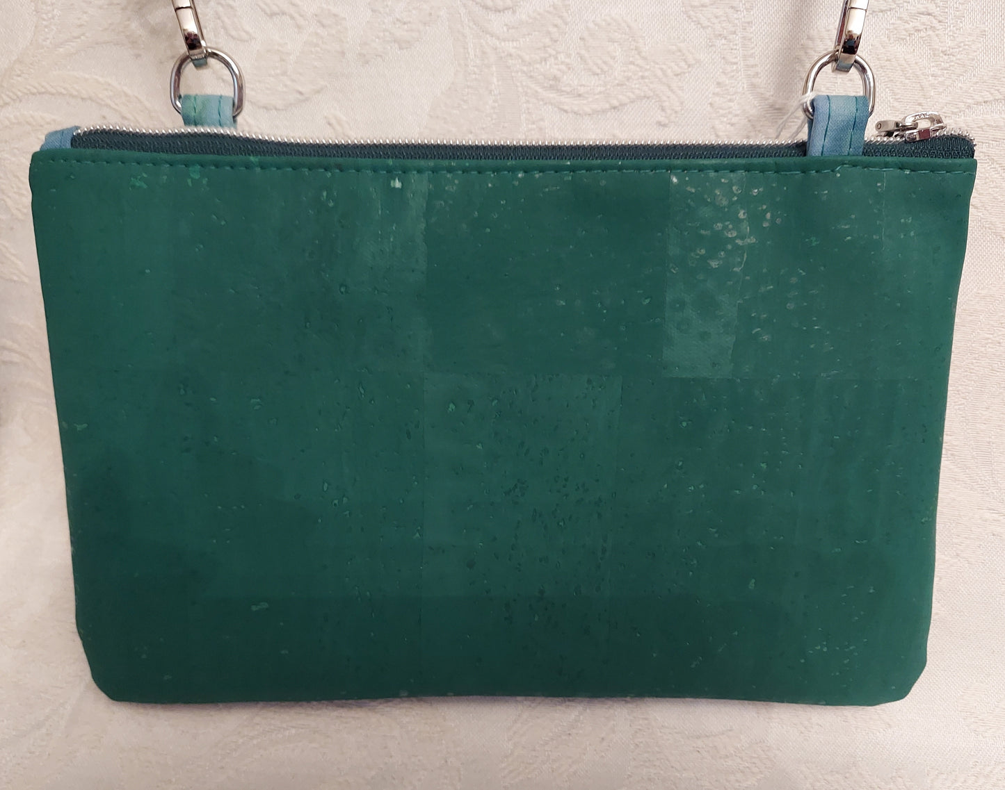 Ice Dyed Cork Crossbody Bag in Shades of Green and Teal